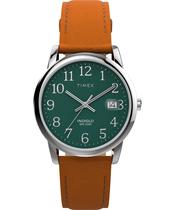Relógio Timex Easy Reader para homens, estojo de 35 mm, pulseira marrom