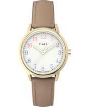 Relógio Timex Easy Reader para mulheres, estojo de 30 mm, mostrador branco