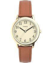 Relógio Timex Easy Reader para mulheres, estojo de 30 mm, pulseira marrom