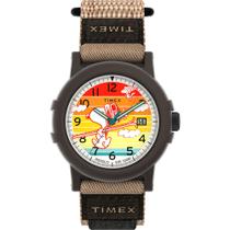Relógio Timex Peanuts Camper 38mm Mostrador Vermelho Caixa Preta