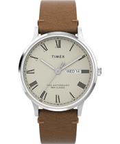 Relógio Timex Waterbury Classic para homens, estojo de 40 mm, pulseira marrom