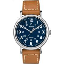 Relógio Timex Weekender 40mm - Pulseira de Couro Marrom/Azul