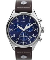Relógio Timex X Pan Am Chronograph, caixa de 42 mm, mostrador azul, masculino