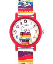 Relógio Timex X Peanuts Weekender unissex com pulseira branca de 36 mm