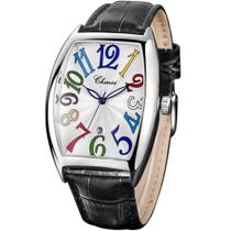 Relógio Tiong Square Black Leather Band Luminous Design Men