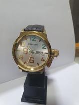 Relógio TRITON MILITAR DOURADO pulseira couro