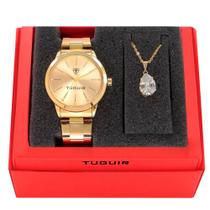 Relógio Tuguir Feminino Ref: Tg142 Tg35010 Dourado + Semijoia