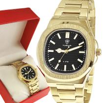 Relógio Tuguir Masculino Dourado Analógico 1 Ano De Garantia