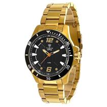 Relógio Tuguir Masculino Ref: 9166a Tgi37000 Casual Aço Dourado
