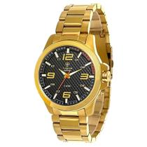 Relógio Tuguir Masculino Ref: 9166d Tgi37006 Casual Aço Dourado