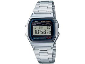 Relógio Unissex Casio Digital Resistente à Água - A158WA-1DF Prata Relógio Unissex Casio Digital Resistente à Água - A158WA-1DF Prata
