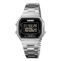 Relógio Unissex Digital Skmei 1647 Resistente à água 3 ATM Caixa em Metal Prata Pulseira de Aço Visor Acrílico Quadrado Gancho Bateria Esportivo Relógio Unissex Digital Skmei 1647 Resistente à água 3 ATM Caixa em Metal Prata Pulseira de Aço Visor Acrílico Quadrado Gancho Bateria Esportivo