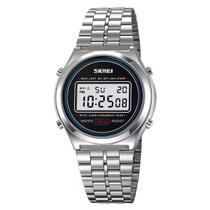 Relógio Unissex Digital Skmei 2146 Resistente à água 3 ATM Caixa em Metal Prata Pulseira de Metal Visor Acrílico Redondo Gancho Bateria Esportivo Relógio Unissex Digital Skmei 2146 Resistente à água 3 ATM Caixa em Metal Prata Pulseira de Metal Visor Acrílico Redondo Gancho Bateria Esportivo