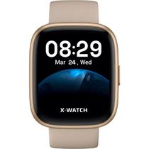 Relógio Unissex X-Watch Smartwatch Prisma Troca Pulseira Original Dourado XSWUQPI011A Pulseira Silicone Bege