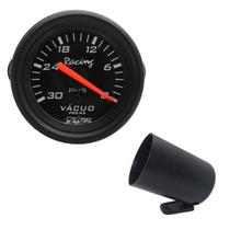 Relógio vacuômetro pressão vácuo 0-30 pol/hg preto willtec w06.024p + copo