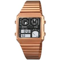 Relógio Vintage Skmei Masculino Feminino Quadrado Rosê 2198