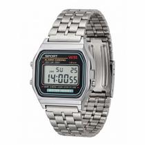 Relógio WR Retrô Digital Aço Inoxidável Vintage Unisex Prata Relógio WR Retrô Digital Aço Inoxidável Vintage Unisex Prata