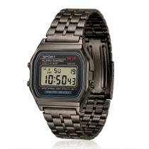 Relógio WR Retrô Digital Aço Inoxidável Vintage Unisex Preto Relógio WR Retrô Digital Aço Inoxidável Vintage Unisex Preto