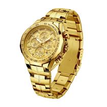 Relógio WWOOR, cronógrafo masculino à prova d'água em aço inoxidável dourado Relógio WWOOR, cronógrafo masculino à prova d'água em aço inoxidável dourado