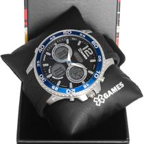 Relogio X-Games Masculino Azul Anadigi Aço