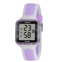 Relógio X-Watch Feminino Ref: Xlppd068 Bxbl Retangular Digital Lilás Translúcido