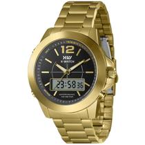 Relógio X-Watch Masculino Anadigi Dourado 48mm