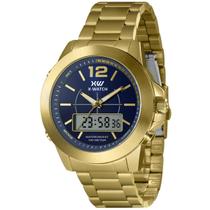 Relógio X-Watch Masculino D2kx Dourado Anadigi 100m