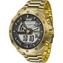 Relogio X-Watch Masculino digital analogico dourado aço inox XMGSA004W BXKX-XW