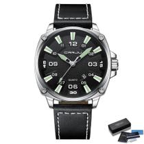 Relógios com data de auto business pulseira de couro de quartzo