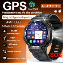 Relógios inteligentes militares para homens e mulheres com GPS AI GPT Altitud/Barômetro/Brújula, tela grande AMOLED de 1.39" polegadas/530mAh, lanterna/ mais de 100 modos esportivos/monitor de sonho, relógio de acompanhamento de fitness para Android iOS Relógios inteligentes militares para homens e mulheres com GPS AI GPT Altitud/Barômetro/Brújula, tela grande AMOLED de 1.39" polegadas/530mAh, lanterna/ mais de 100 modos esportivos/monitor de sonho, relógio de acompanhamento de fitness para Android iOS