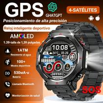 Relógios inteligentes militares para homens e mulheres com GPS AI GPT Altitud/Barômetro/Brújula, tela grande AMOLED de 1.39" polegadas/530mAh, lanterna/ mais de 100 modos esportivos/monitor de sonho, relógio de acompanhamento de fitness para Android iOS Relógios inteligentes militares para homens e mulheres com GPS AI GPT Altitud/Barômetro/Brújula, tela grande AMOLED de 1.39" polegadas/530mAh, lanterna/ mais de 100 modos esportivos/monitor de sonho, relógio de acompanhamento de fitness para Android iOS