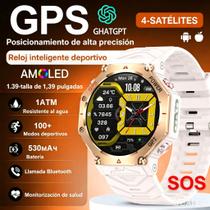 Relógios inteligentes militares para homens e mulheres com GPS AI GPT Altitud/Barômetro/Brújula, tela grande AMOLED de 1.39" polegadas/530mAh, lanterna/ mais de 100 modos esportivos/monitor de sonho, relógio de acompanhamento de fitness para Android iOS Relógios inteligentes militares para homens e mulheres com GPS AI GPT Altitud/Barômetro/Brújula, tela grande AMOLED de 1.39" polegadas/530mAh, lanterna/ mais de 100 modos esportivos/monitor de sonho, relógio de acompanhamento de fitness para Android iOS