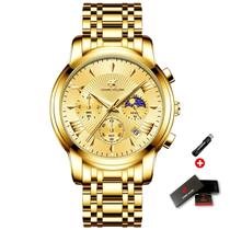 Relógios masculino marca superior multifuncional cronógrafo quartzo