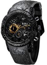 Relógios masculinos cronógrafo Big Face impermeável data analógico quartzo relógio 3D Dragon Designer relógios de pulso
