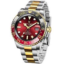 Relógios masculinos de pulso mecânico automático LIGE, relógio GMT, mostrador clássico de data, à prova d'água, 100 m, p