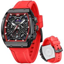 Relógios vermelhos masculinos OLEVS Square Pro Diver Large Waterproof Cronógrafo com pulseira de silicone luminosa Relógios casuais para homens Reloj De Hombre Business Wrist Watch Relógios vermelhos masculinos OLEVS Square Pro Diver Large Waterproof Cronógrafo com pulseira de silicone luminosa Relógios casuais para homens Reloj De Hombre Business Wrist Watch
