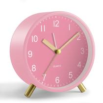 Reloj Despertador Analógico JALL Súper Silencioso 10 cm con Luz Nocturna Rosa