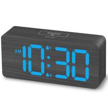 Reloj Despertador Digital de Madera USCCE con Doble Alarma, Sonido Fuerte y Alimentación USB