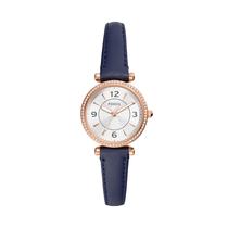 Reloj Fossil Carlie Mini ES5295 28 mm Cuero Azul Oro Rosa
