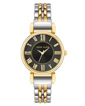 Reloj para damas Anne Klein con pulsera bicolor y esfera negra 30M