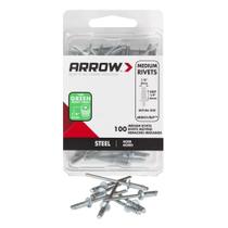 Remaches Pop Arrow RMS1/8IP de Acero, 3mm de Agarre, Paquete de 100
