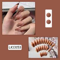Remendo de unha falsa cabeça pontiaguda longa unhas de balé gradiente marrom acabado unha peça 24pcs cola Remendo de unha falsa cabeça pontiaguda longa unhas de balé gradiente marrom acabado unha peça 24pcs cola