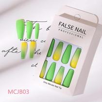 Remendo de unhas de cor gradiente 24pcs estilo doce removível longo parágrafo manicure Remendo de unhas de cor gradiente 24pcs estilo doce removível longo parágrafo manicure