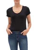Remera Básica Manga Corta con Cuello en V para Mujer GAP, Color Negro Verdadero, Talle M Remera Básica Manga Corta con Cuello en V para Mujer GAP, Color Negro Verdadero, Talle M