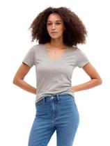 Remera GAP Favorita para Mujer con Cuello en V Gris Jaspeado