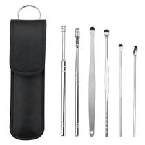 Removedor Cera de Ouvidos Kit 6 Peças Aço Inox Limpeza
