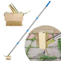 Removedor de ervas daninhas Juxifyron com cabo de 170 cm e 2 cabeças de escova Removedor de ervas daninhas Juxifyron com cabo de 170 cm e 2 cabeças de escova