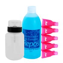 Removedor esmalte c/ acetona + dispenser 250ml e 10 dedeiras - REPÓS
