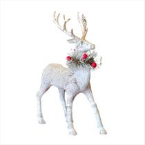 Rena Alce Natalina Rústica Com Festão E Berrie 32cm