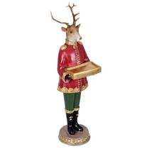 Rena Alce Vermelho Resina Enfeite de Natal Mesa Aparador Pé de Árvore 30cm Rena Alce Vermelho Resina Enfeite de Natal Mesa Aparador Pé de Árvore 30cm